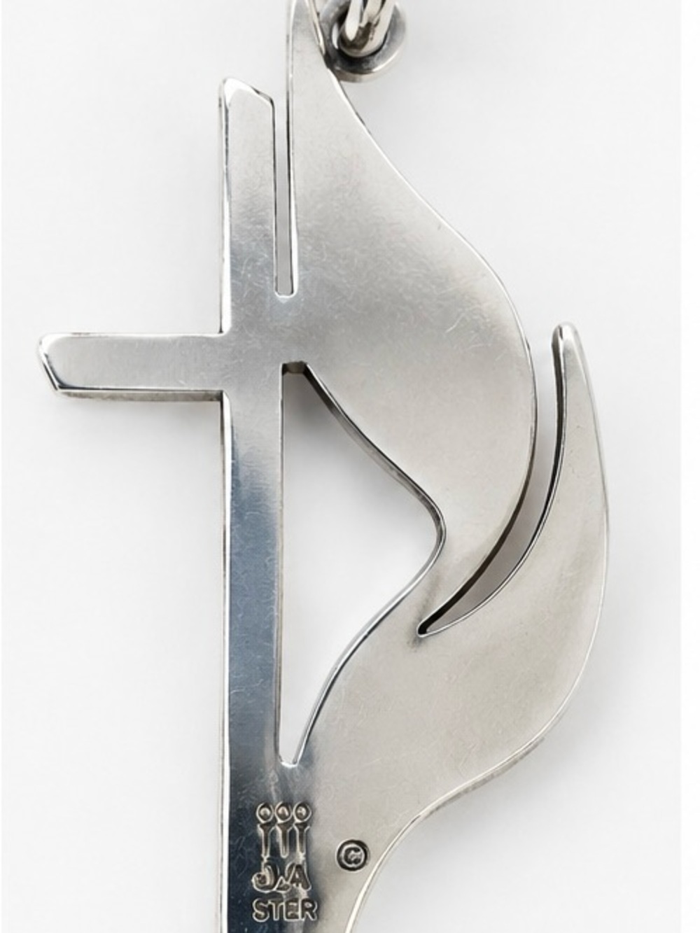 James Avery Retired United Methodist Cross & Flame Sterling Silver Charm Pendant - Picture 2 of 5